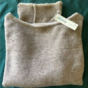 Bluivy Women's Cozy Cowl Neck Sweater - Tan